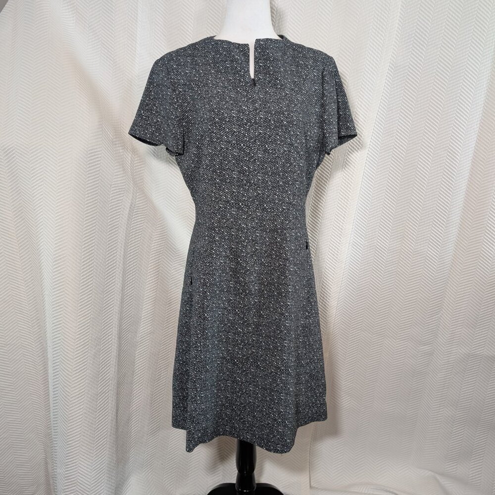 Theory Apalia A-Line Dress Crepe Tweed Twill Print Size 10 Office Minimalist